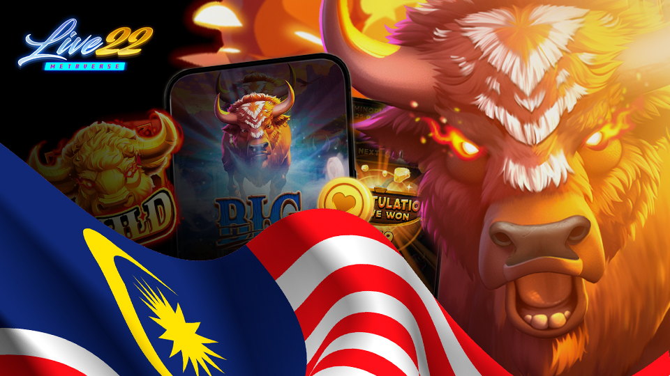 Why Players Love Mobile Slot Malaysia in 2025_960x540 Live22 Mobile Slot Malaysia banner featuring a buffalo-themed slot game with the Malaysian flag and vibrant gameplay graphics