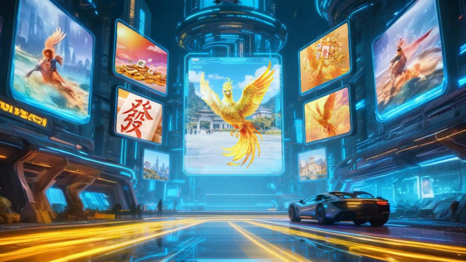 A futuristic digital casino environment showcasing metaverse gaming integration with high-end 3D avatars and interactive interfaces.